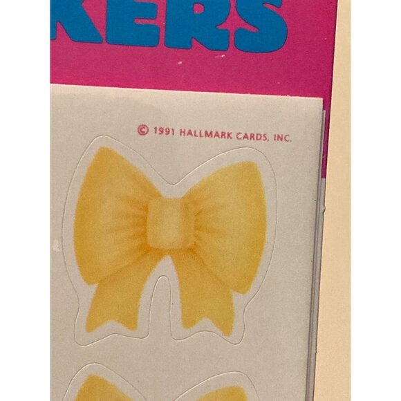 Vintage 1991 HALLMARK Stickers YELLOW Dress-Up Bows RIBBONS Sealed Pack 4 Sheets - Picture 3 of 4